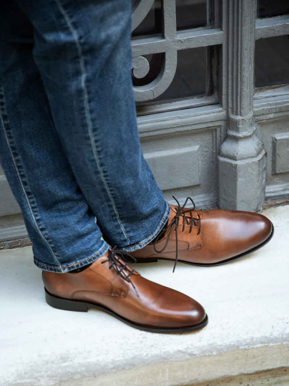 Derbies gomme cuir marron