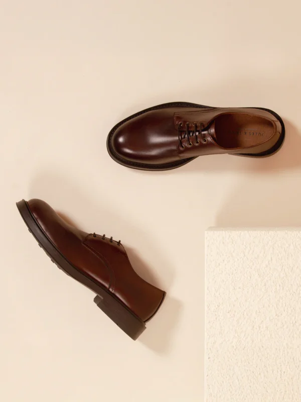 Derbies gomme cuir marron