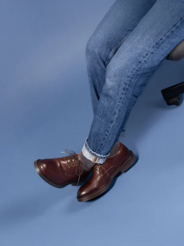 Derbies gomme cuir marron